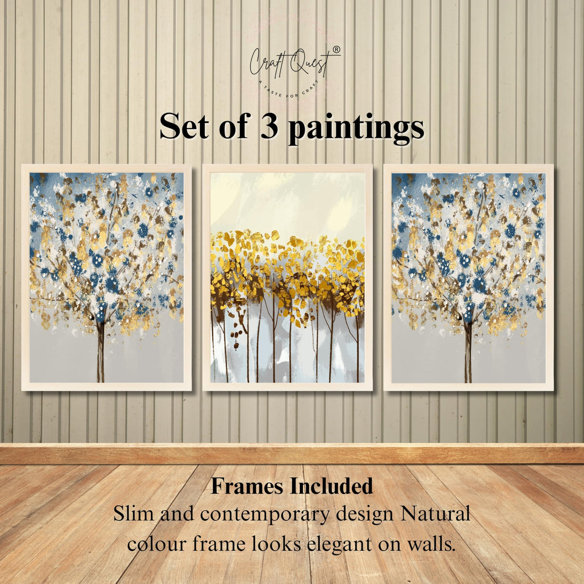 CRAFT QUEST Modern Art 3 SET Paintings Wall Art | Set of 3 Frames for Home Decoration | Ideal for Living Room, Bedroom & Offices