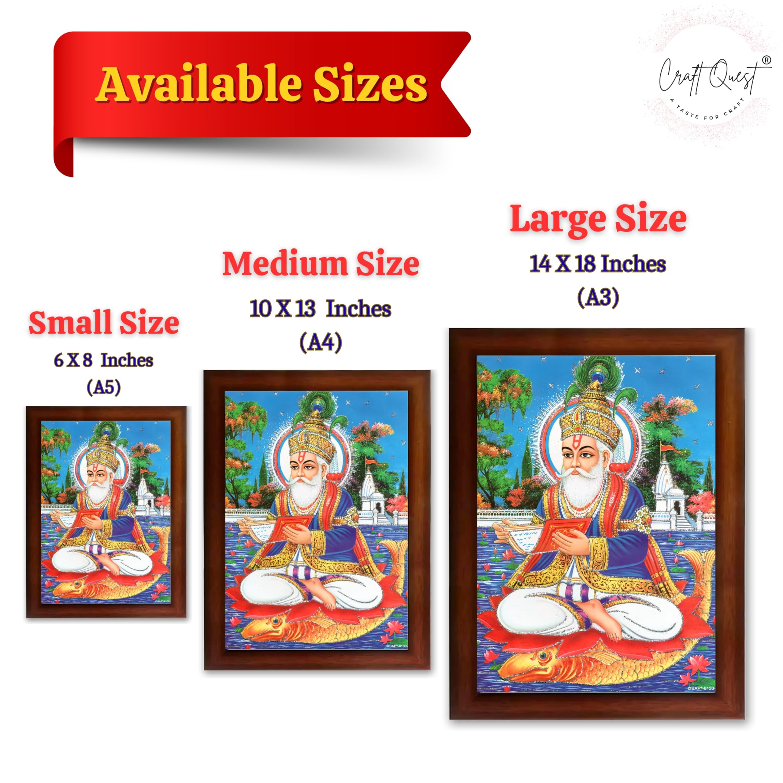 CRAFT QUEST Sindhi Lord Jhulelal/lal Sai Vishnu Avtar/Sindhi God Religious Golden Photo Frame For Mandir And Wall Decor | Best Gifting Option |