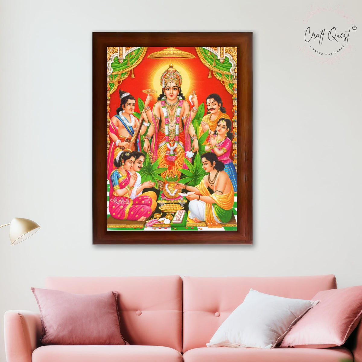 CRAFT QUEST Satyanarayana Swamy God Satyanarayan Photo Frame | Religious Photo Frame | Ideal for Home, Office, Temple & Puja Room, Wall Decor