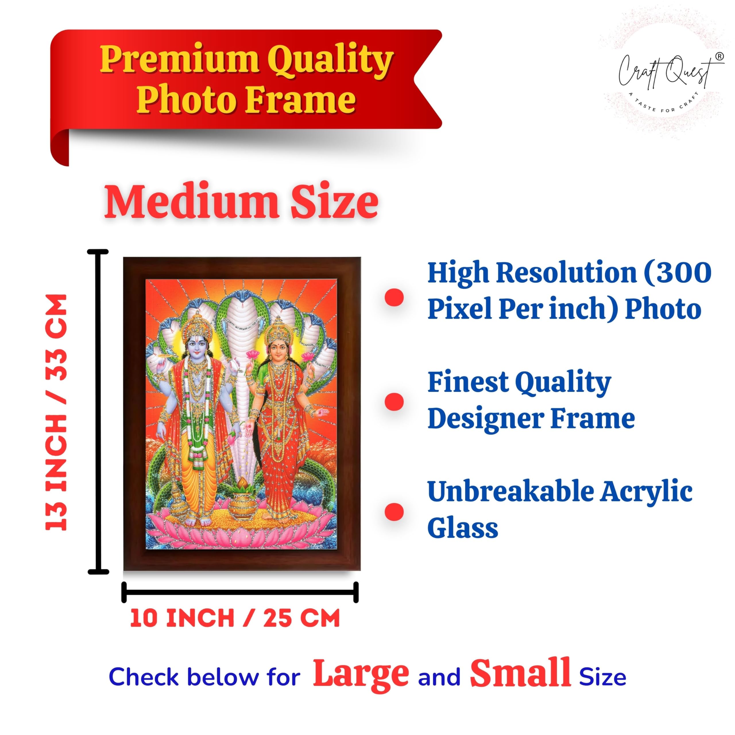 CRAFT QUEST Lord Vishnu Lakshmi Devi Laxmi Narayan Ji Wall Painting Framed Home Décor