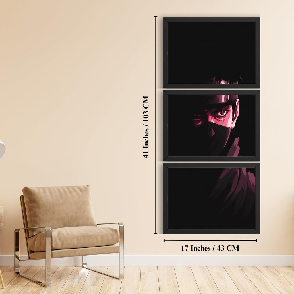 VENUXE ARTS Set Of 3 Anime Characters Wall Framed |Anime Characters Framed Poster for Living Room Bedroom Gaming Room Studio Wall Decor