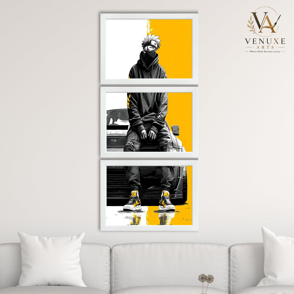 VENUXE ARTS Set Of 3 Anime Characters Wall Framed |Anime Characters Framed Poster for Living Room Bedroom Gaming Room Studio Wall Decor