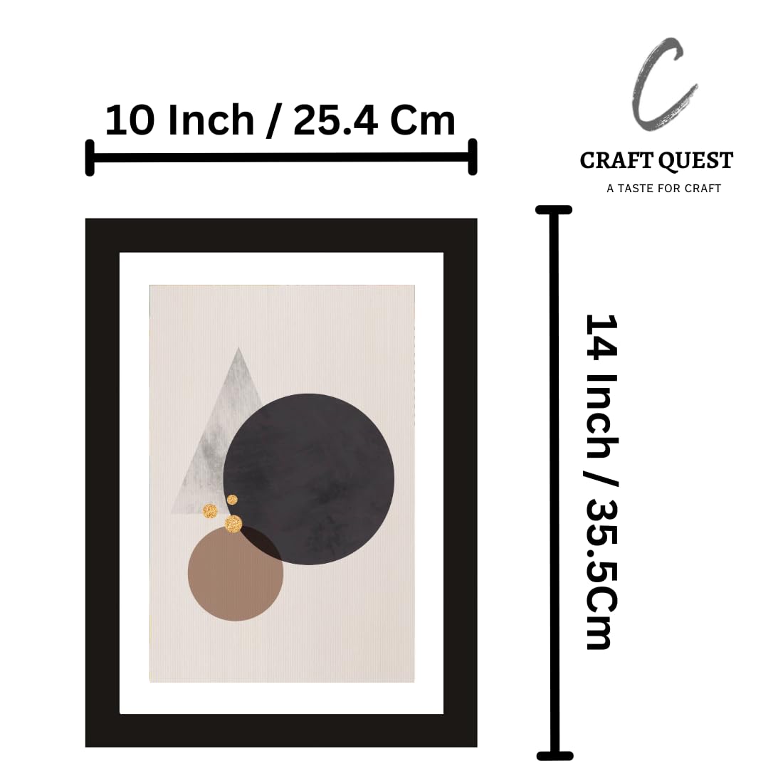 CRAFT QUEST Abstract Digital Geometric Modern Art Painting Poster Frame for Home & Office Wall Decoration - Portrait, Wall Display (Black, 14x10 Inch Frame)