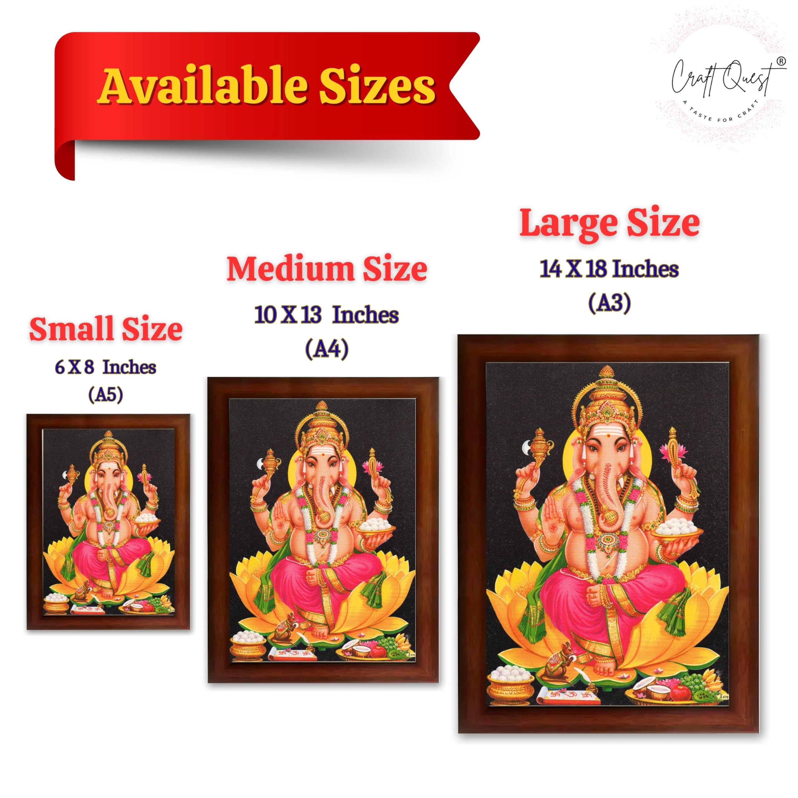CRAFT QUEST Lord Ganesha Ganpati ji Modern Wall Painting With Frame For Home and Office Decor,