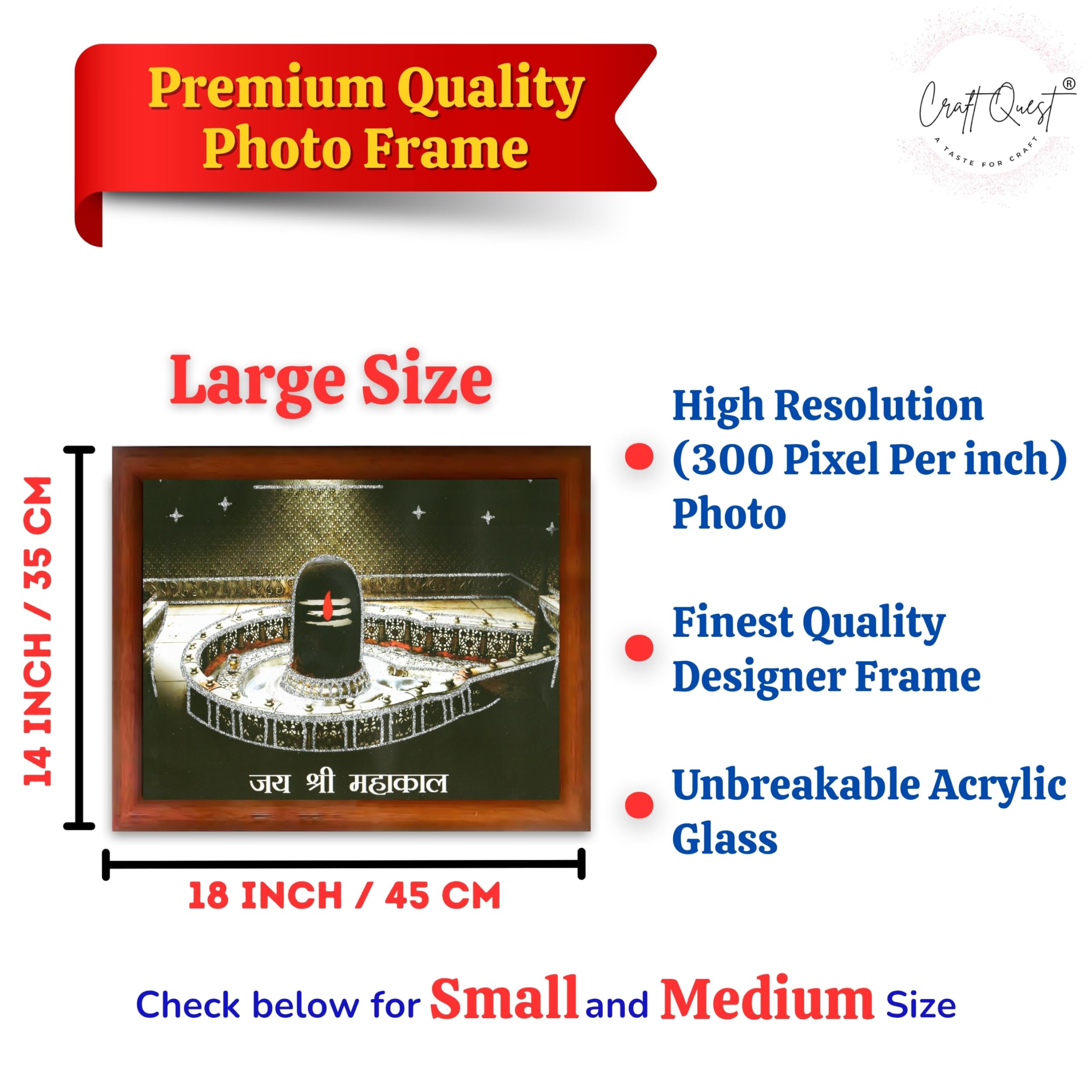 CRAFT QUEST Mahakal Shivling Photo Frame Shiv Ujjain Mahakaleshwar Bholenath Photo Frame, Religious Photo Frame