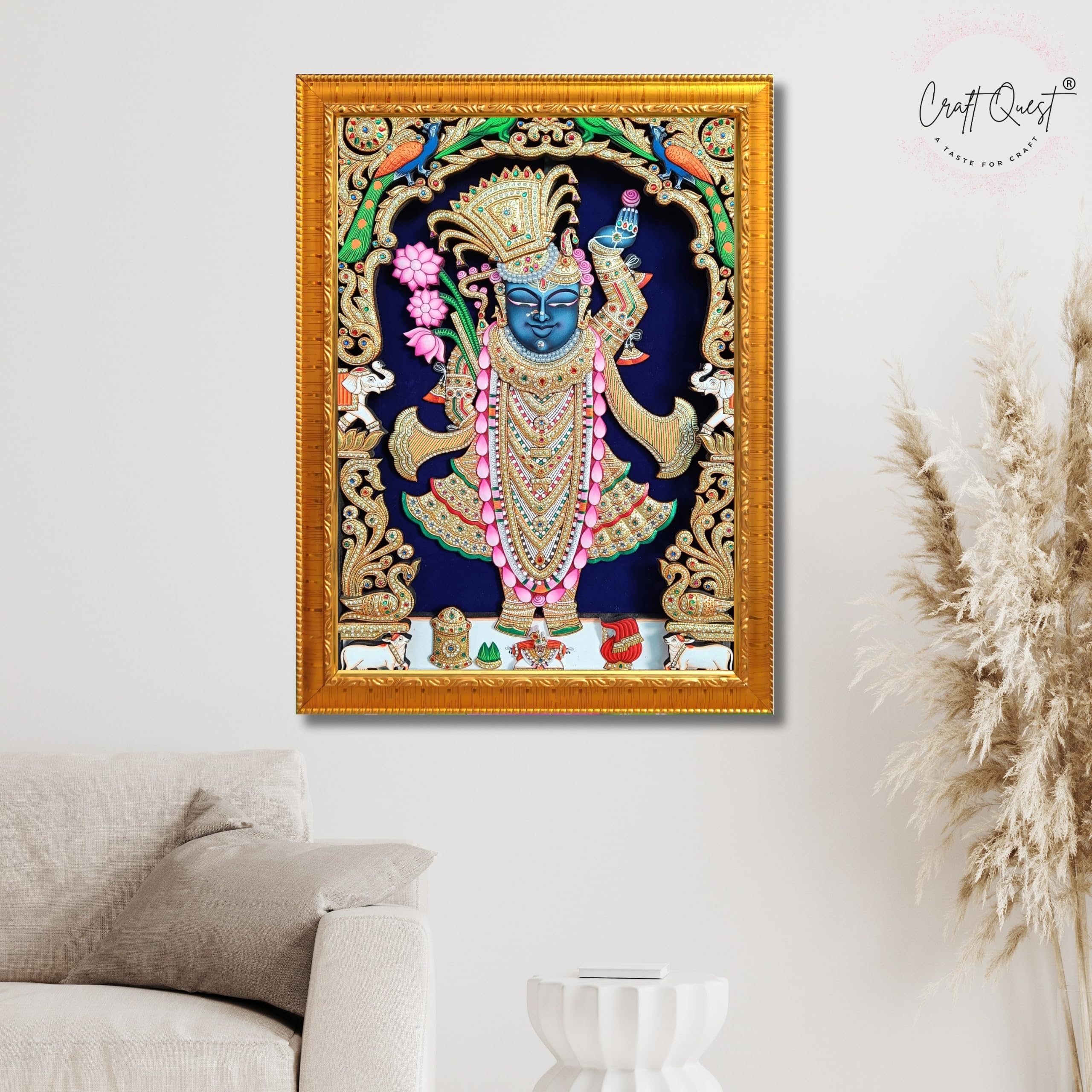CRAFT QUEST Shreenath ji shree nathaji bhagvan Photo Frame for Wall Hanging/Gift/Temple/puja Room/Home Decor Frame with Unbreakable Acrylic Glass