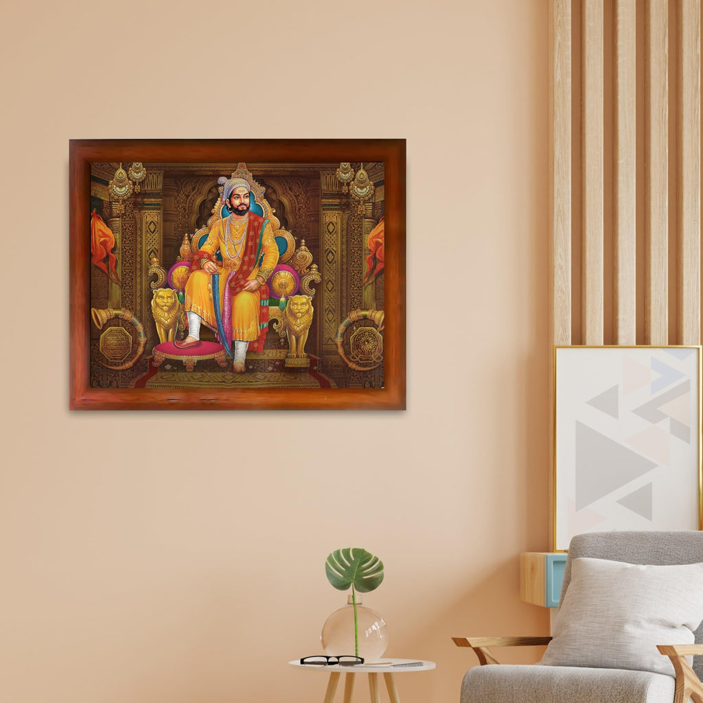CRAFT QUEST Chhatrapati Shivaji Maharaj Wall Photo Frame | Lightweight | Home Decoration Item | Indian Historic Classic Painting Wall Art Best Gifting Option