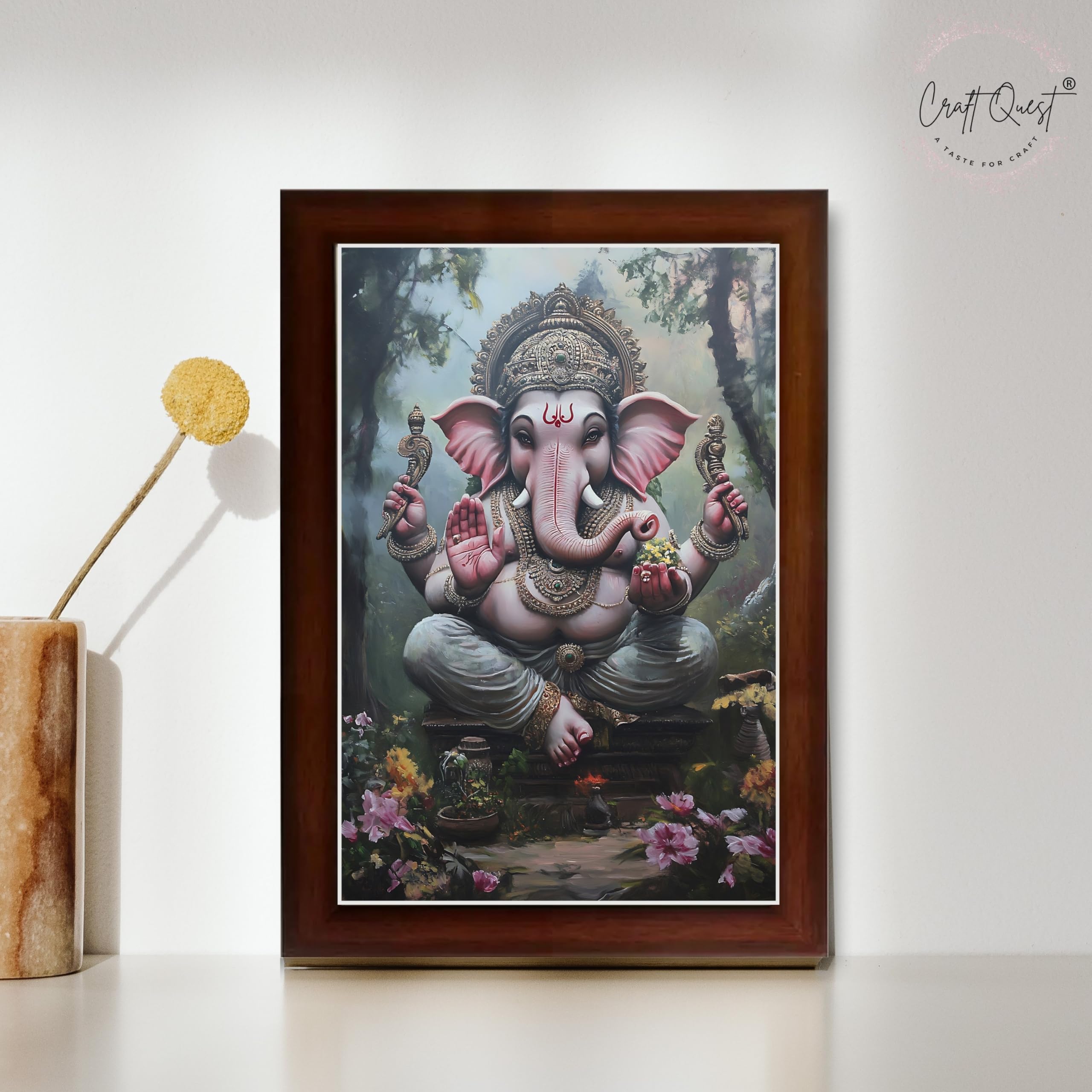 CRAFT QUEST Lord God Ganesh Ganpati ji Hanging Wall Painting Framed For Home Décor