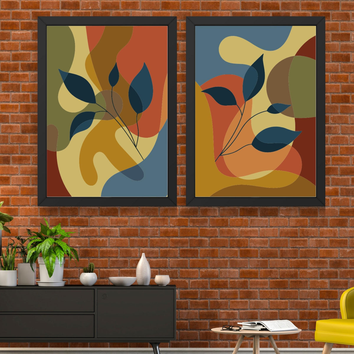 CRAFT QUEST Wall Art Decor Paintings | Set of 2 Floral Art Frames for Home Decoration | Ideal for Living Room, Bedroom & Office