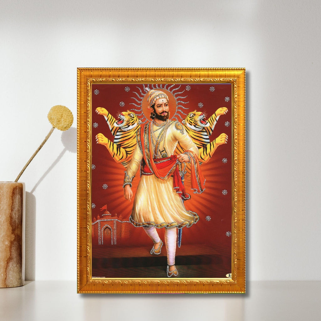 CRAFT QUEST Chhatrapati Shivaji Maharaj photo frame Home Decorative items with synthetic frame (Style 3)
