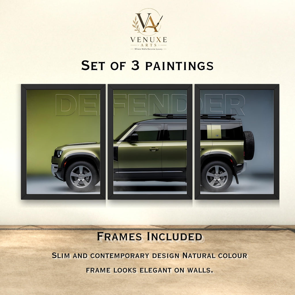 VENUXE ARTS Set Of 3 Big Sports Cars Framed Posters Gift Items for Boys Room Wall Decoration Bedroom, Living Room, Office, Studio Décor | Car Poster Frame for Wall Décor