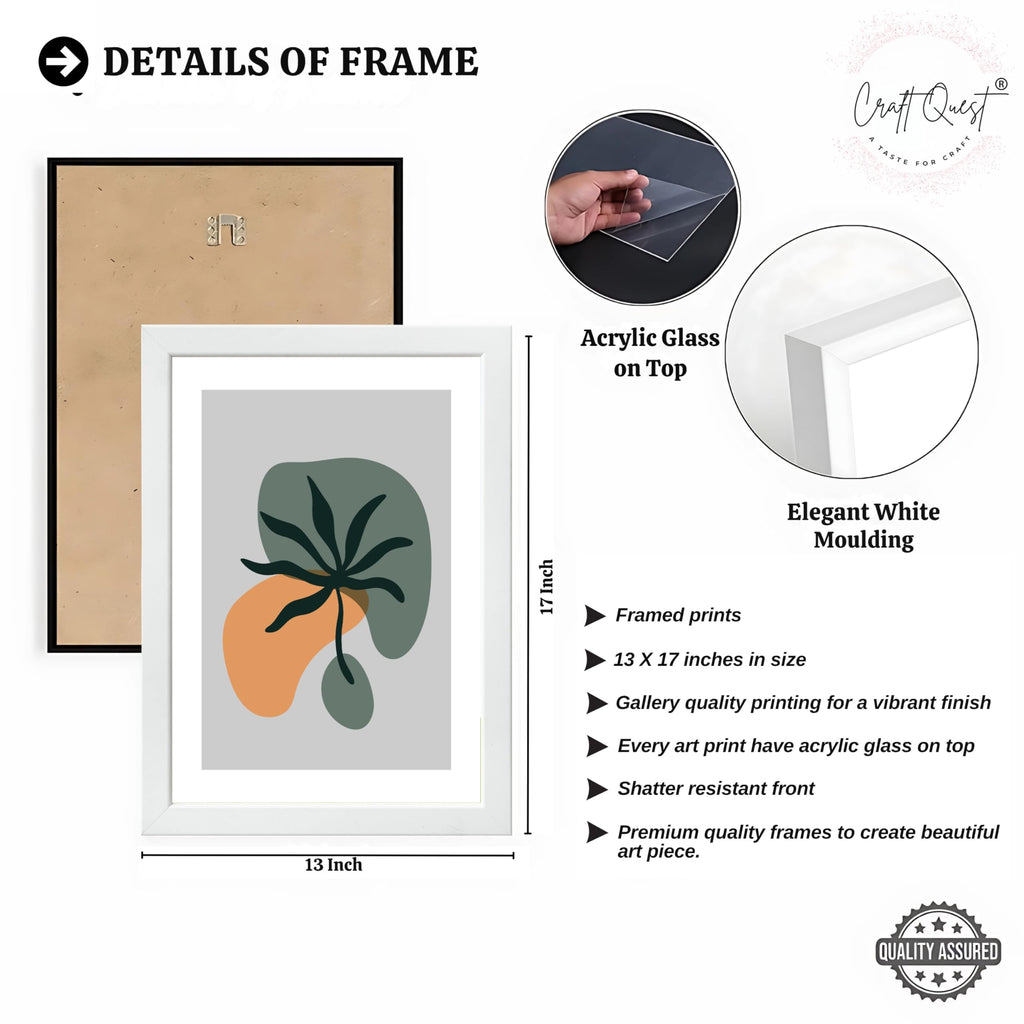 CRAFT QUEST Wall Art Decor Paintings | Set of 3 BOHO Wall Art Frames for Home Decoratio | Ideal for Living Room, Office & Bedroom