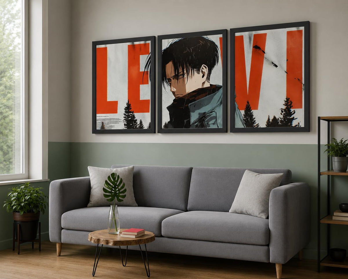VENUXE ARTS Set Of 3 Anime Characters Wall Framed |Anime Characters Framed Poster for Living Room Bedroom Gaming Room Studio Wall Decor