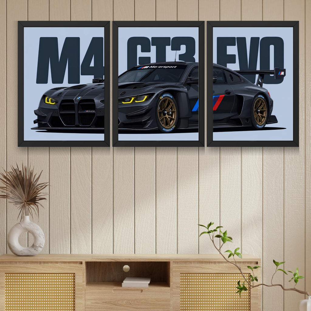 VENUXE ARTS Set Of 3 Big Sports Cars Framed Posters Gift Items for Boys Room Wall Decoration Bedroom Living Room Office Studio Décor | Car Poster Frame for Wall Décor