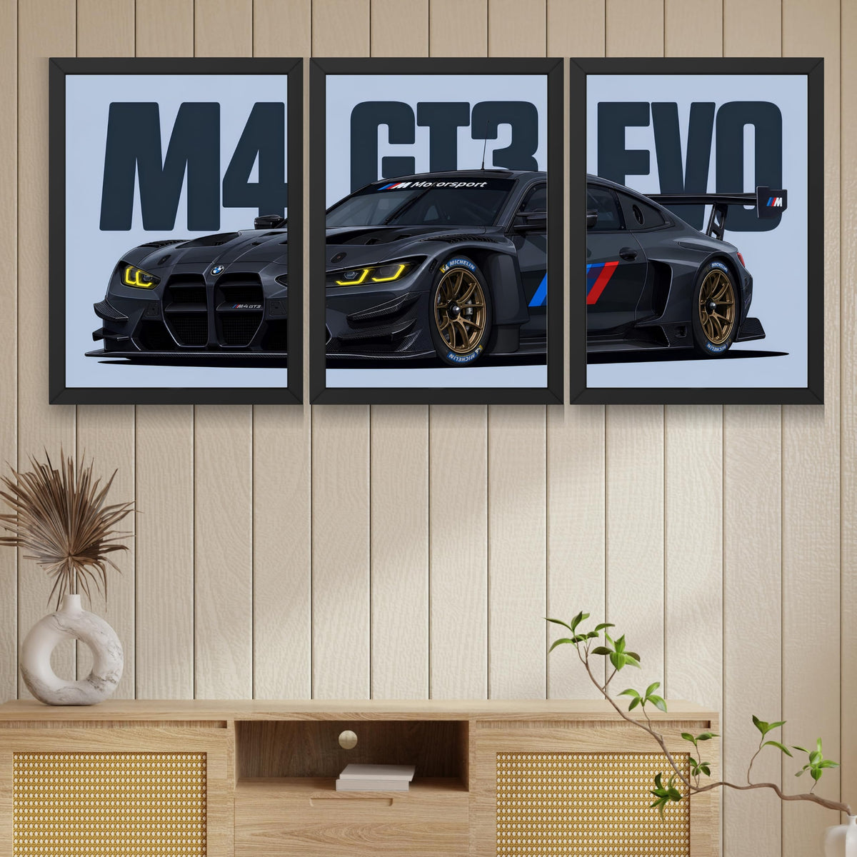 VENUXE ARTS Set Of 3 Big Sports Cars Framed Posters Gift Items for Boys Room Wall Decoration Bedroom Living Room Office Studio Décor | Car Poster Frame for Wall Décor