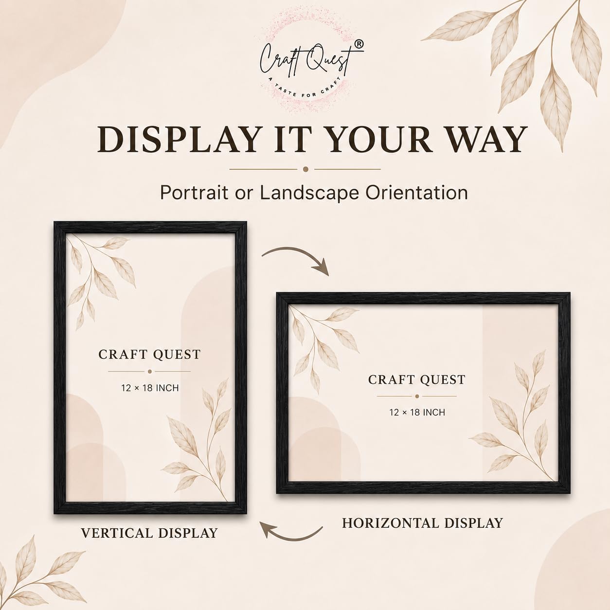 CRAFT QUEST 4X6 Inch Size synthetic Wall Mount Photo frames Single For Home Decoration, Living Room, Office Decoration (Natural, Set of 1)