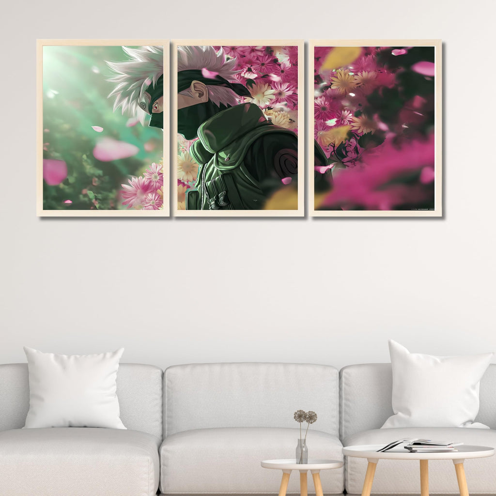VENUXE ARTS Set Of 3 Anime Characters Wall Framed |Anime Characters Framed Poster for Living Room Bedroom Gaming Room Studio Wall Decor