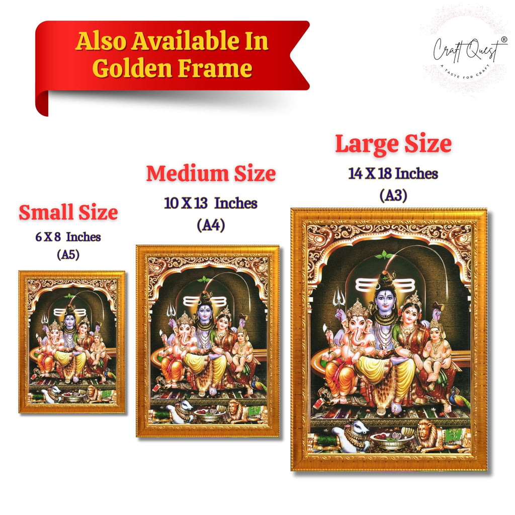 CRAFT QUEST Shiv Parivar Family Photo Frame | Bhole Nath parivar | | Hindu God Spiritual Framed | Ideal for Home, Office, Temple & Puja Room, Wall Decor