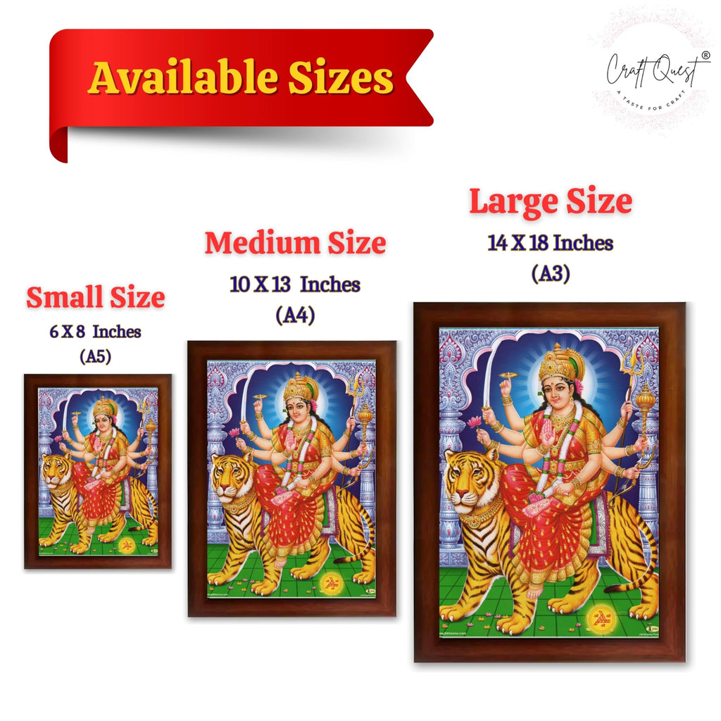 CRAFT QUEST Durga Mata Ji Nav Navdurga Wall Painting Framed Home Decor Items