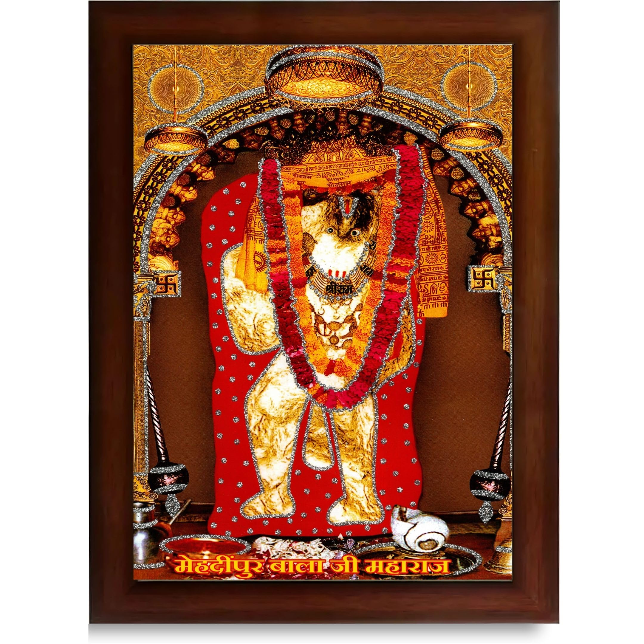 CRAFT QUEST Mehndipur balaji Hanuman | Bajrangbali Religious Photo with frame for Home Decorative Item