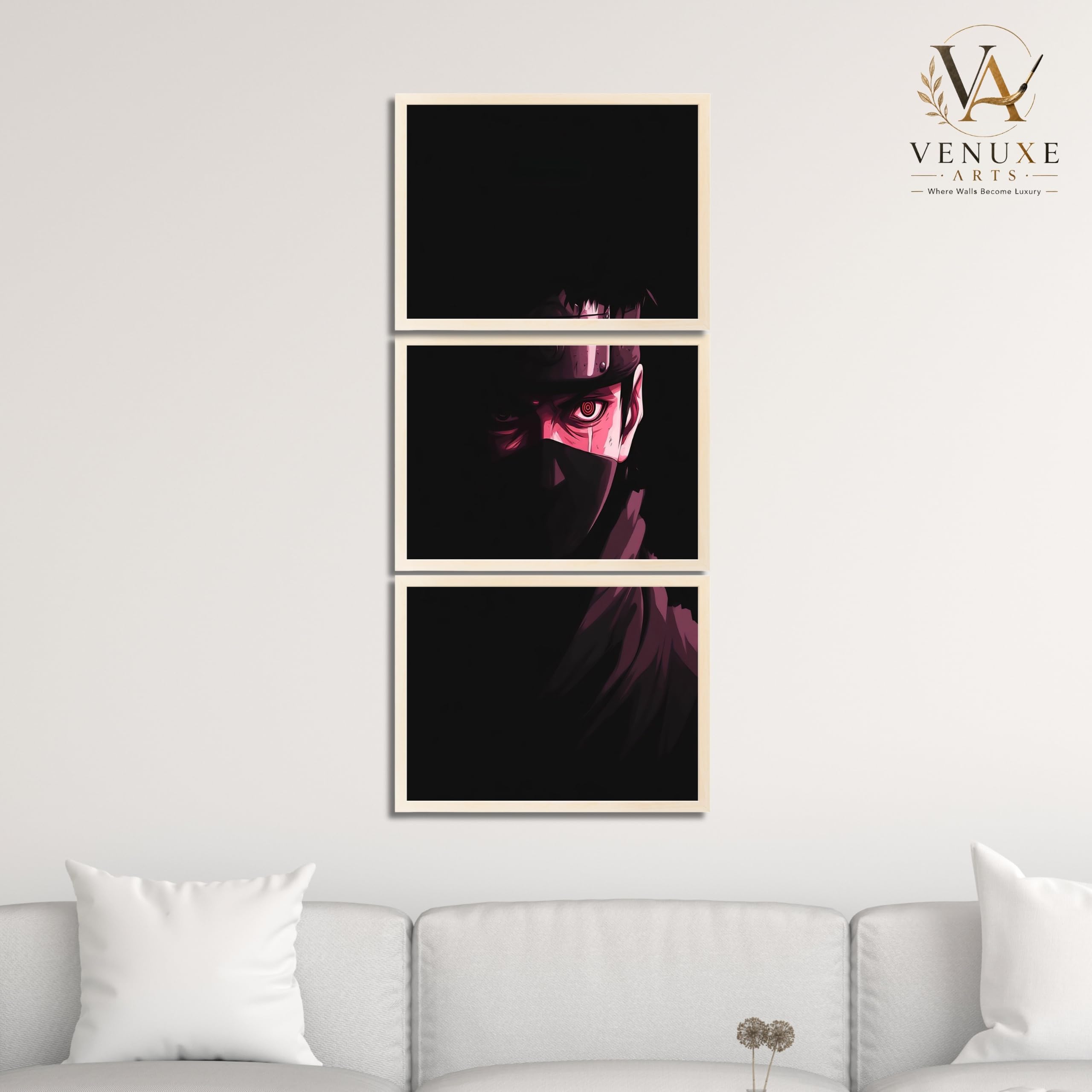 VENUXE ARTS Set Of 3 Anime Characters Wall Framed |Anime Characters Framed Poster for Living Room Bedroom Gaming Room Studio Wall Decor