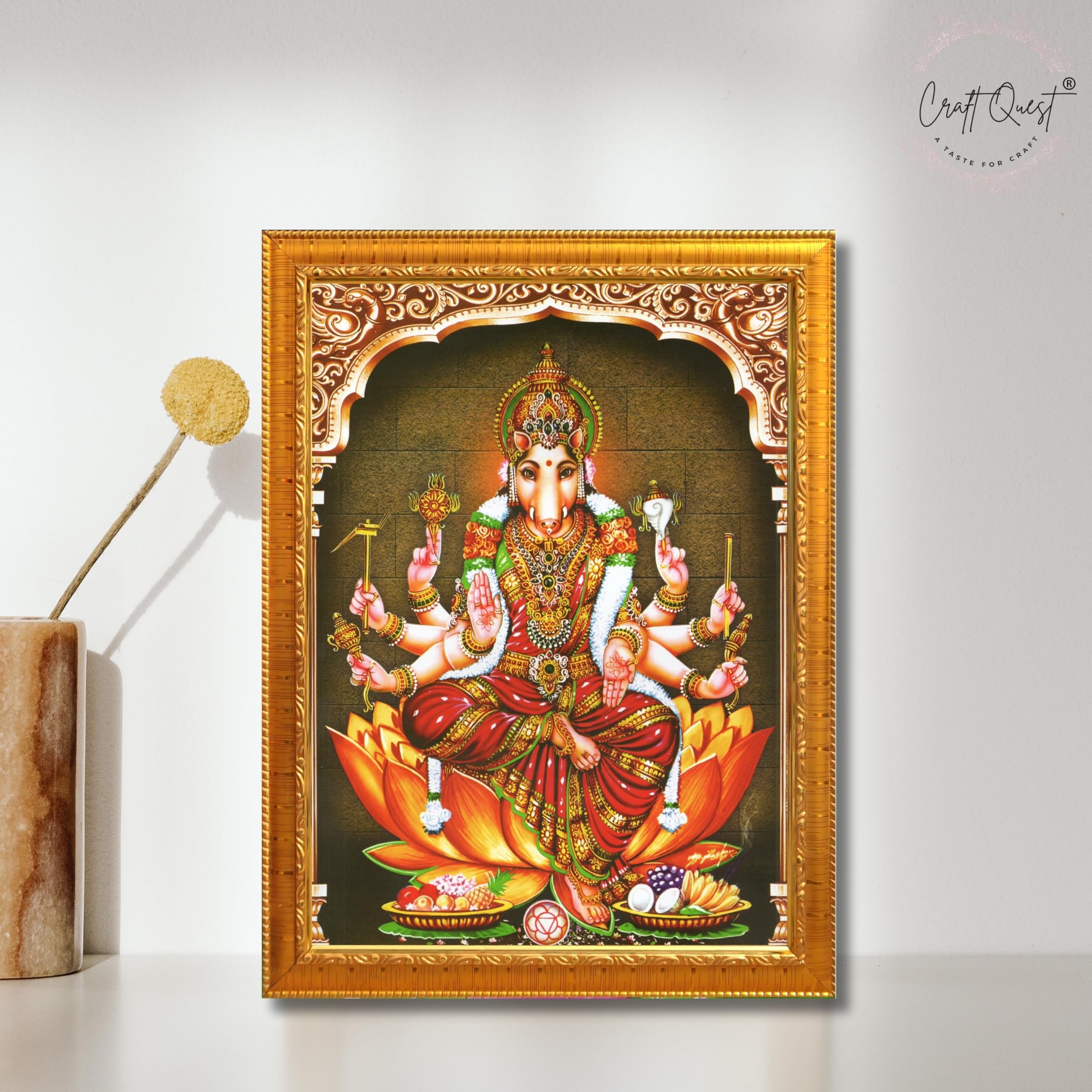 CRAFT QUEST God Varahi Amman Photo Varahi Wall Painting Photo Frame | South God Frame for Home, Office, Temple & Gifting