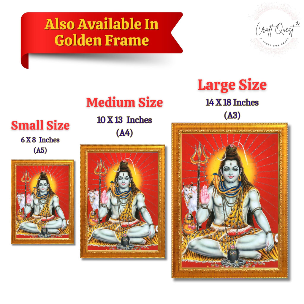 CRAFT QUEST God Shiv Shiva Wall Painting | Premium Framed Hindu God Wall Art | Spiritual Mahadev Poster for Living Room, Bedroom, Office, Meditation & Temple Décor |
