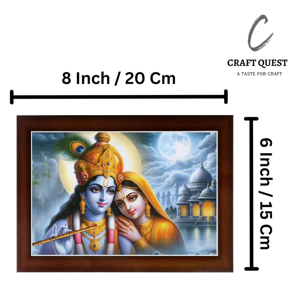 CRAFT QUEST Radha Krishna Art Photo Framed Painting for Home and Bedroom Wall Decoration of Size 14X10 Inches with Frame And Acrylic Glass