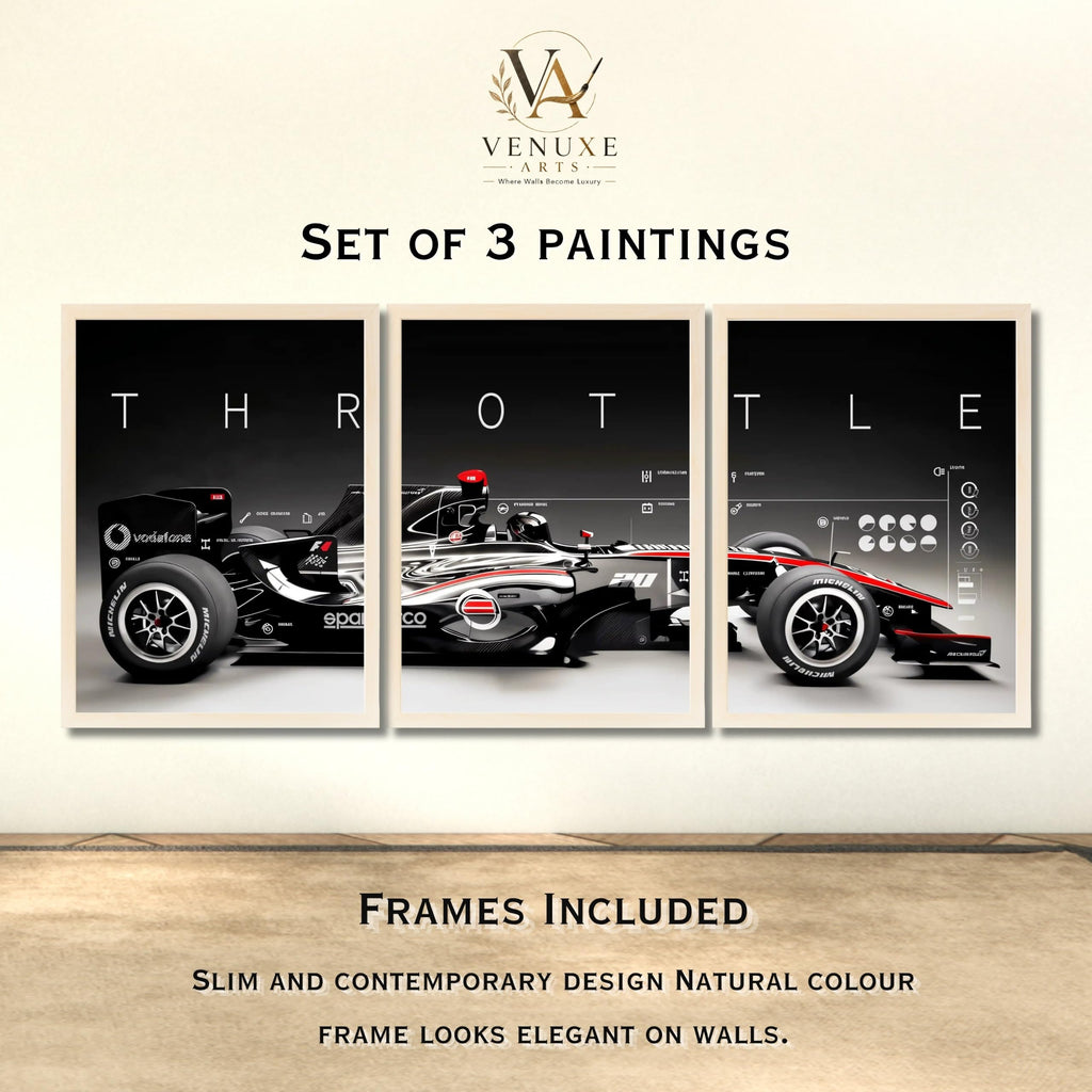 VENUXE ARTS Set Of 3 Big Sports Cars Framed Posters Gift Items for Boys Room Wall Decoration Bedroom Living Room Office Studio Décor | Car Poster Frame for Wall Décor