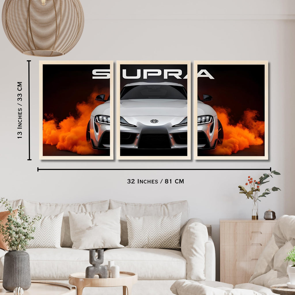 VENUXE ARTS Set Of 3 Big Sports Cars Framed Posters Gift Items for Boys Room Wall Decoration Bedroom Living Room Office Studio Décor | Car Poster Frame for Wall Décor