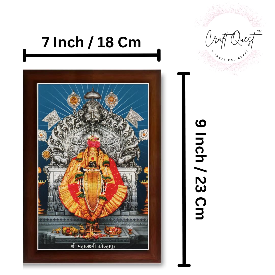 CRAFT QUEST Goddess MahaLakshmi Devi Kolhapur Wall Painting Frame with Acrylic glass Home Decor