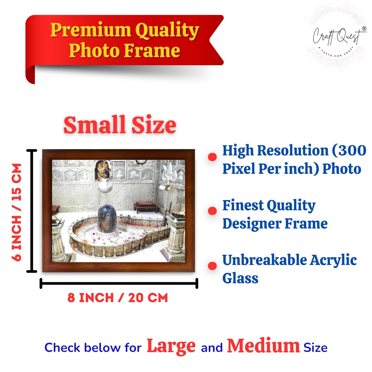 CRAFT QUEST Mahakal Shivling Photo Frame Shiv Mahadev Shiva Bholenath Mahakal Photo Frame, Religious Photo Frame