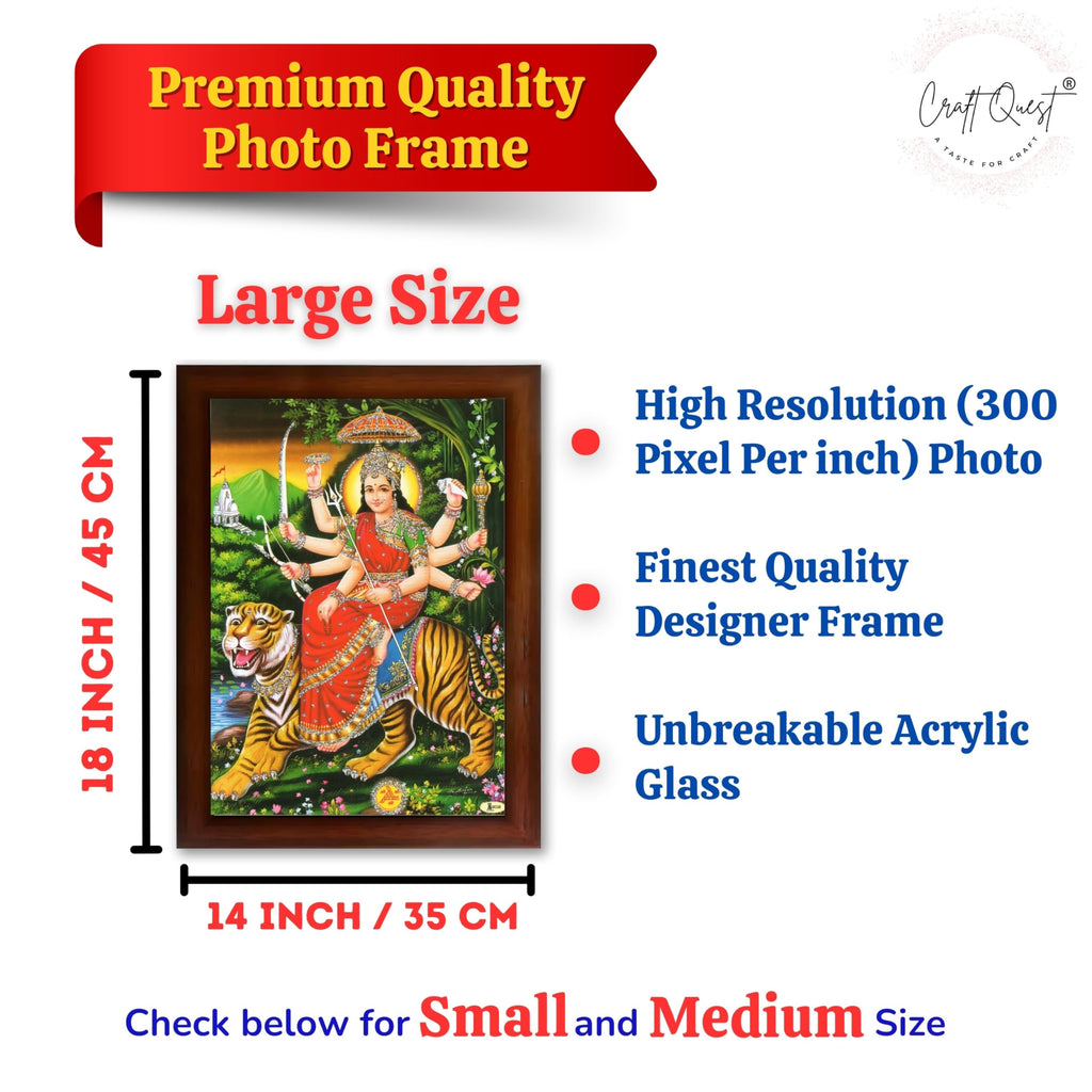 CRAFT QUEST Durga Mata Goddess Navdurga Wall Painting Framed Home and Pooja Décor