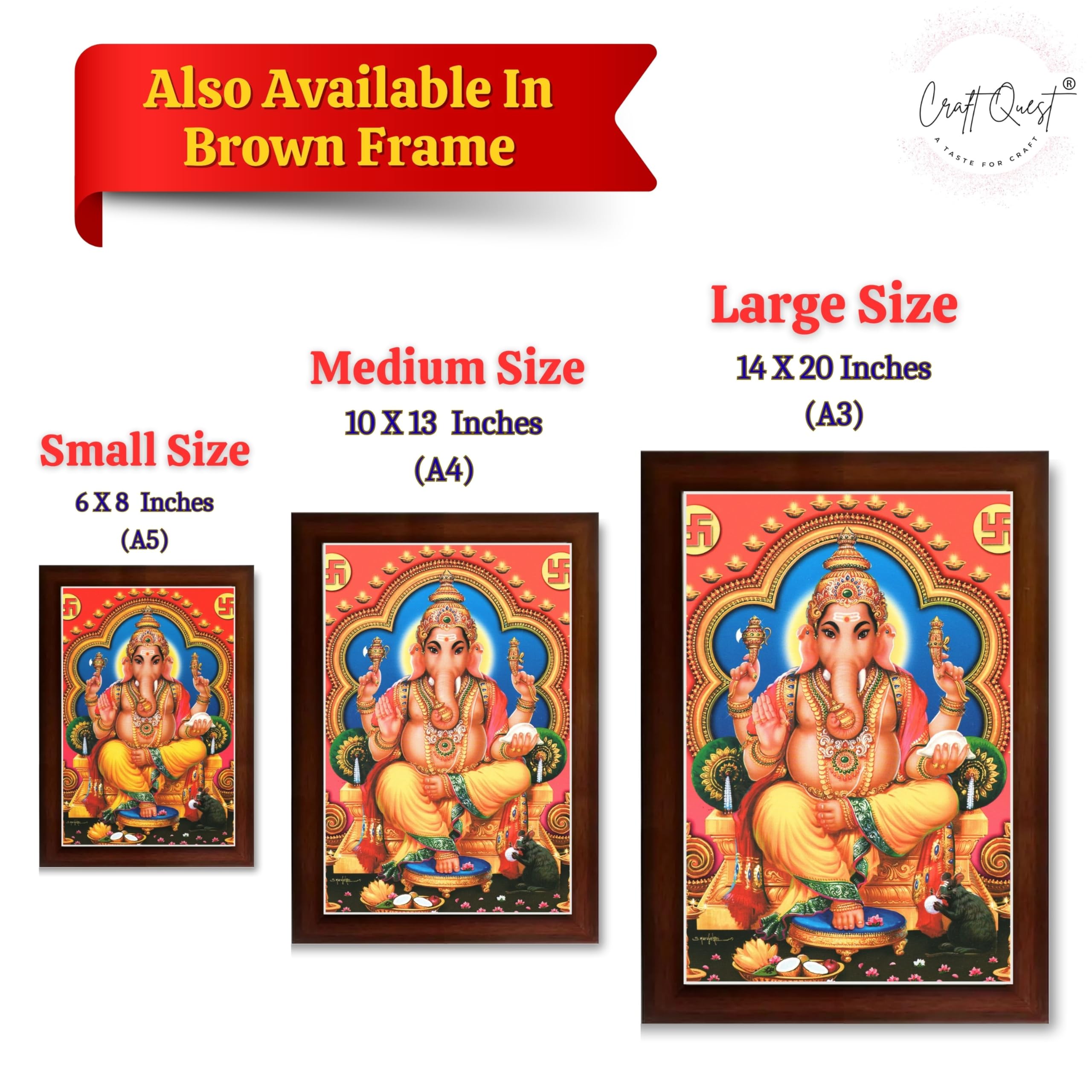 CRAFT QUEST Lord Ganpati Modern Wall Art Painting With Frame, Home and Office Decor