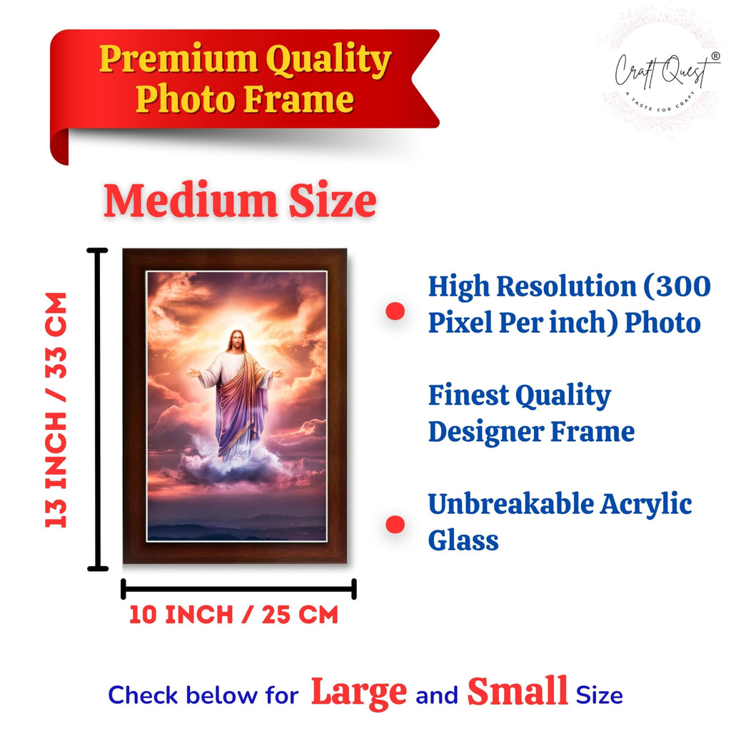 CRAFT QUEST Lord Jesus Christ Blessing Wall Artwork Wood Photo Frame Wall Hanging Décor and Gift Item
