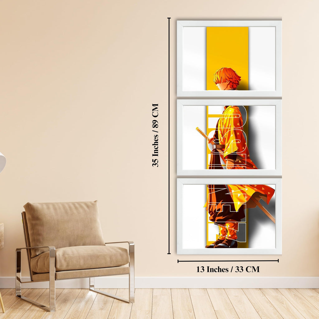 VENUXE ARTS Set Of 3 Anime Characters Wall Framed |Anime Characters Framed Poster for Living Room Bedroom Gaming Room Studio Wall Decor