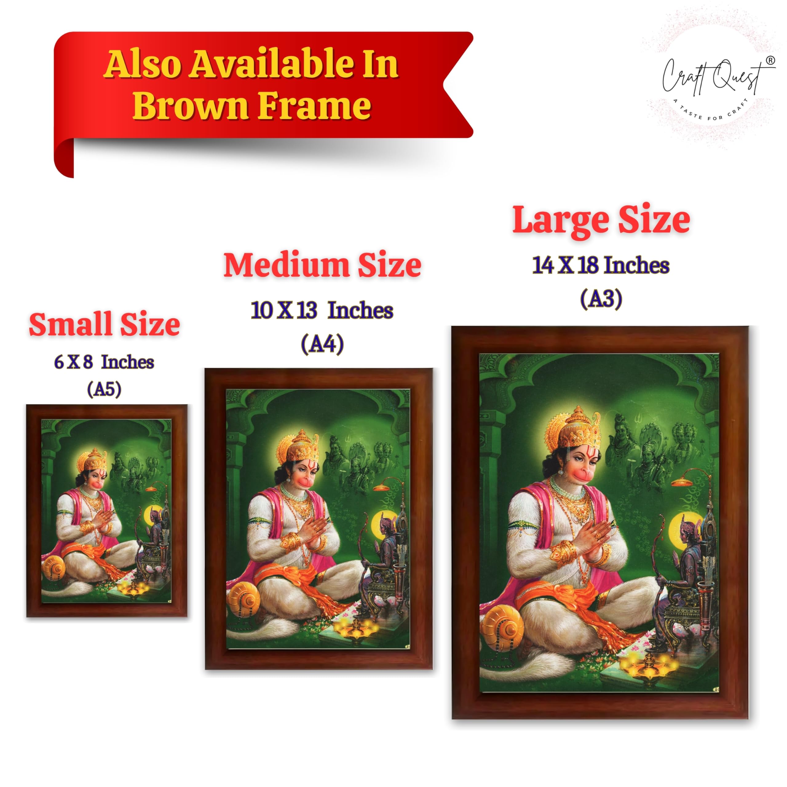 CRAFT QUEST Hanuman JI | Bajrangbali Religious Photo frame home decorative