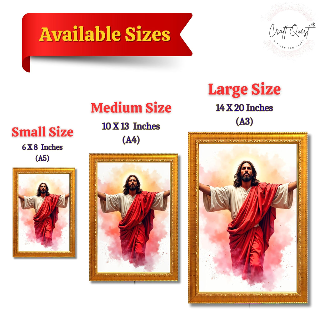 CRAFT QUEST Jesus Christ Photo with Frame, Photo Frame, Jesus Painting, Christian Wall Frames