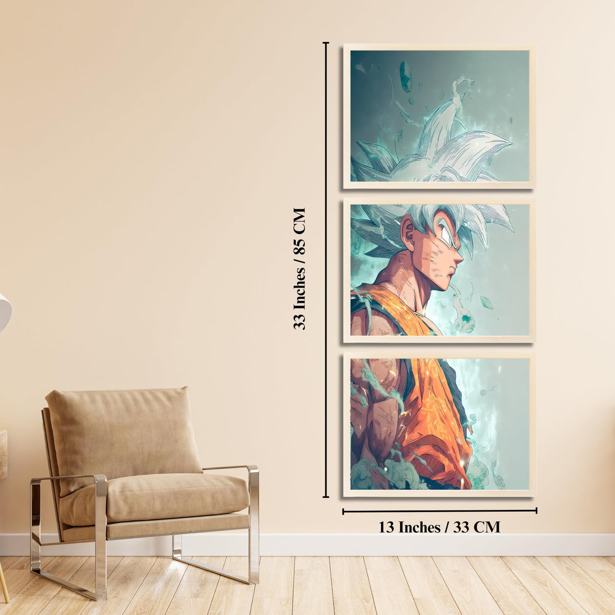 VENUXE ARTS Set Of 3 Anime Characters Wall Framed |Anime Characters Framed Poster for Living Room Bedroom Gaming Room Studio Wall Decor