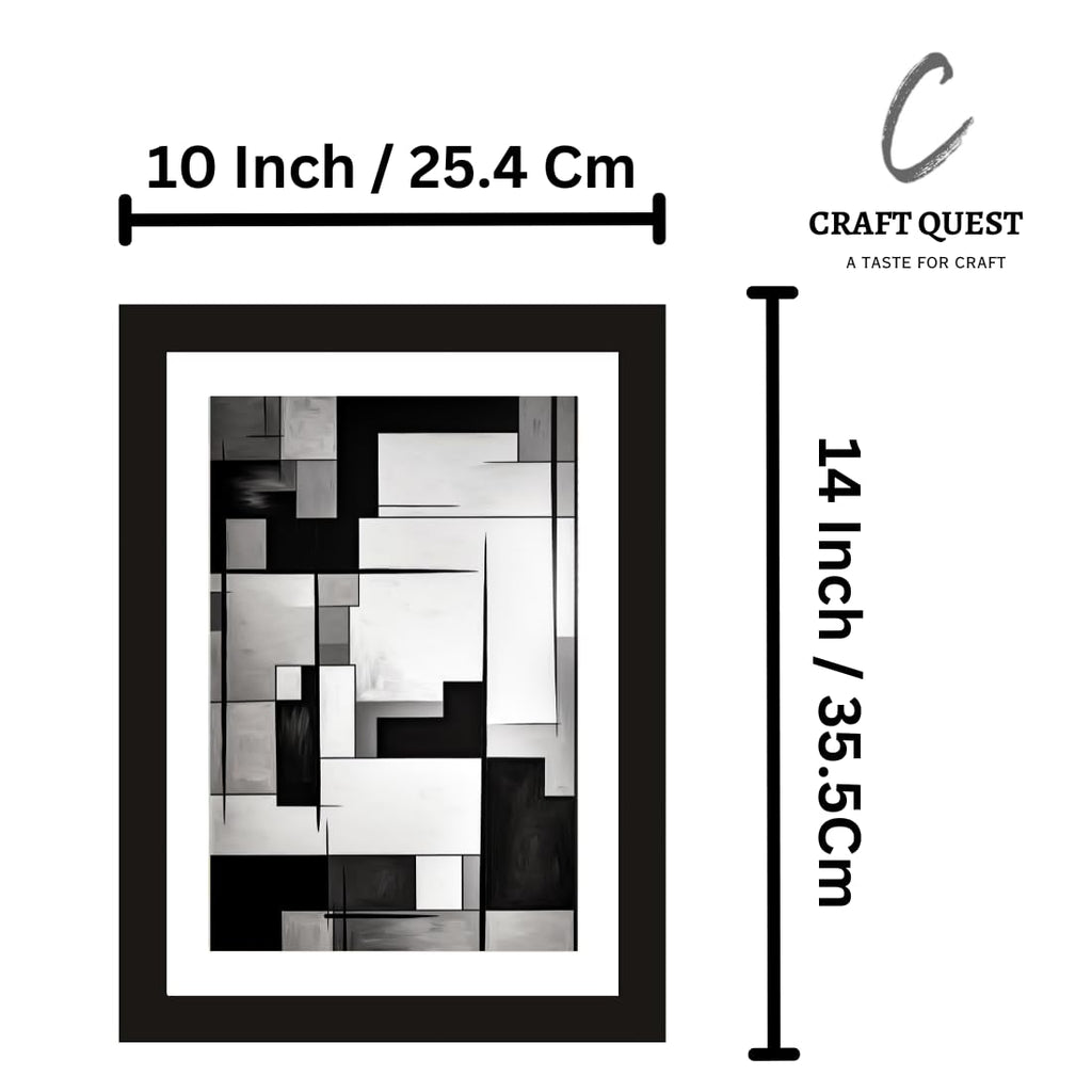 CRAFT QUEST Abstract Digital Fractal Flow Modern Art Painting Poster Frame for Home & Office Wall Decoration - Portrait, Wall Display (Black, 14x10 Inch Frame with Art Print)