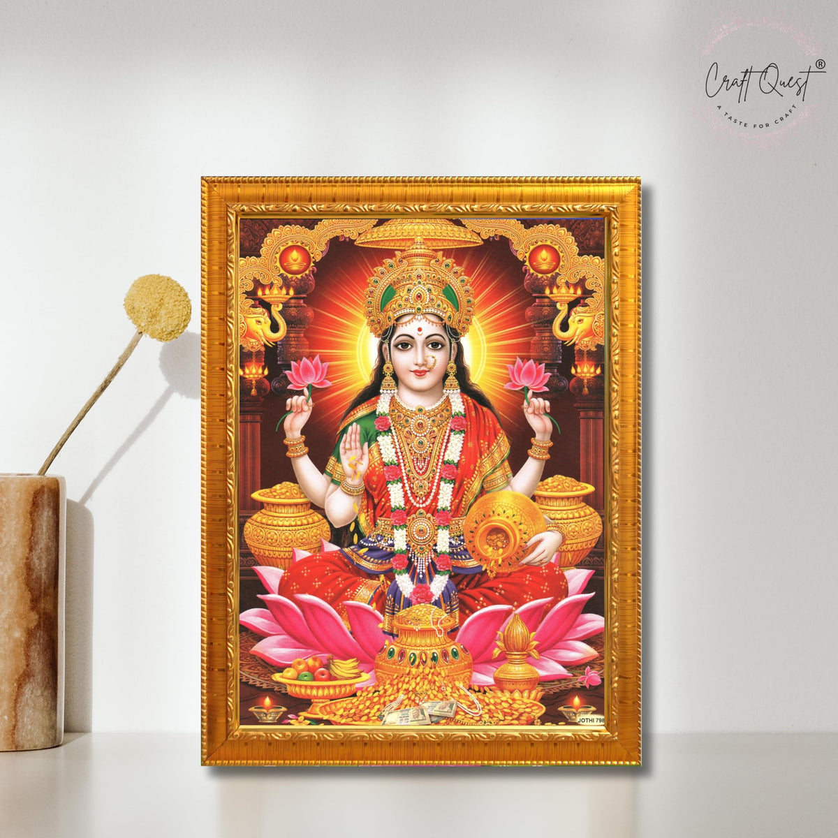 CRAFT QUEST Goddess Lakshmi Devi Dhana Vaibhav Laxmi Maa Wall Painting Frame Home Decor