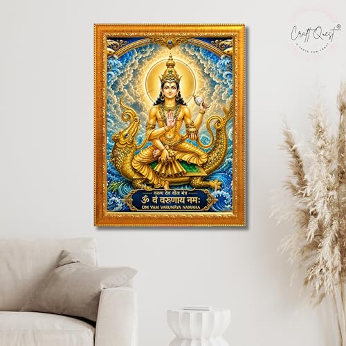 CRAFT QUEST Varun Dev photo frame for wall vastu | Jhulelal Ji Acrylic Photo Frame for Wall Decoration | Vastu Positive Energy Wall Art for Home, Office & Temple