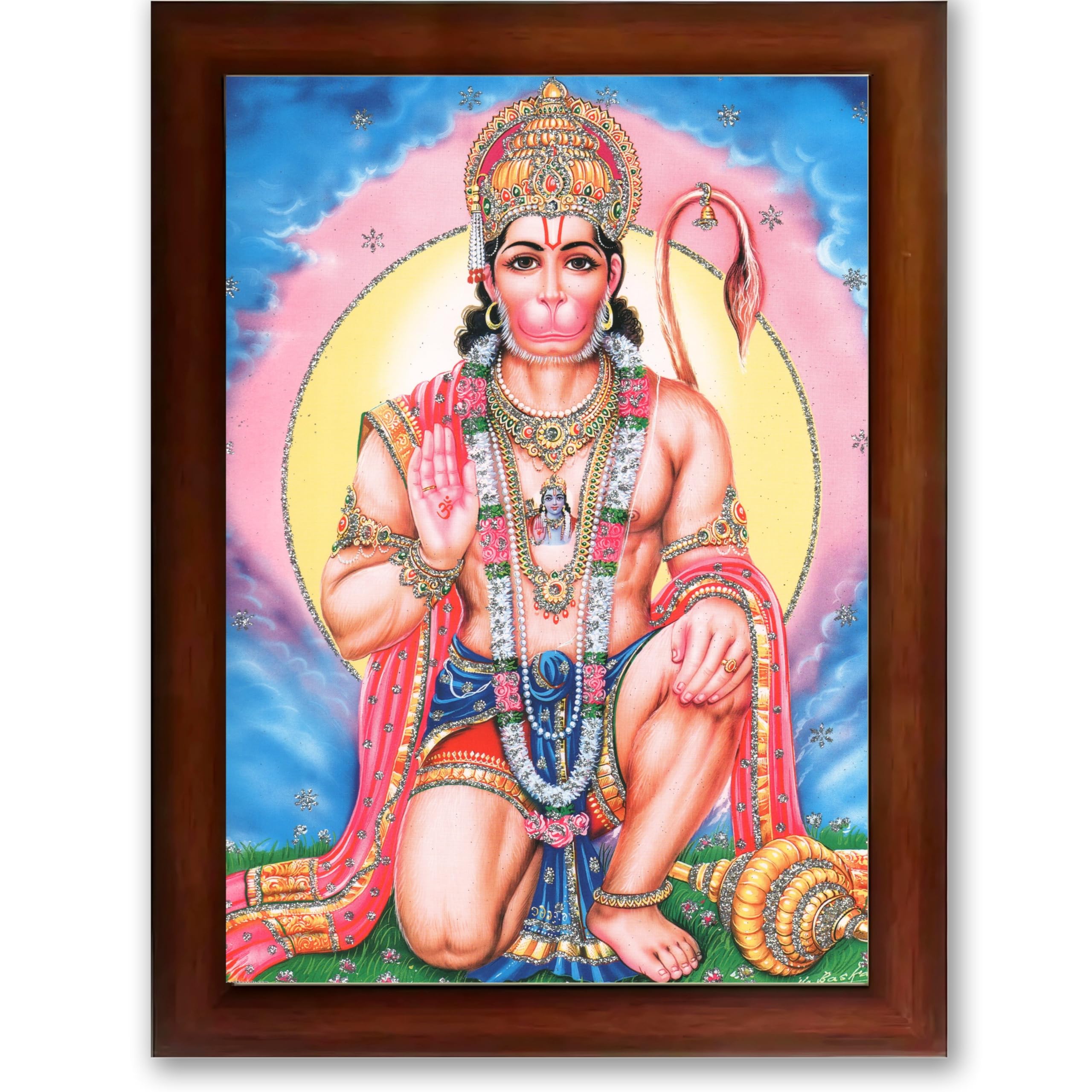 CRAFT QUEST Hanuman JI | Bajrangbali Religious Photo frame Decorative Item Synthetic frame