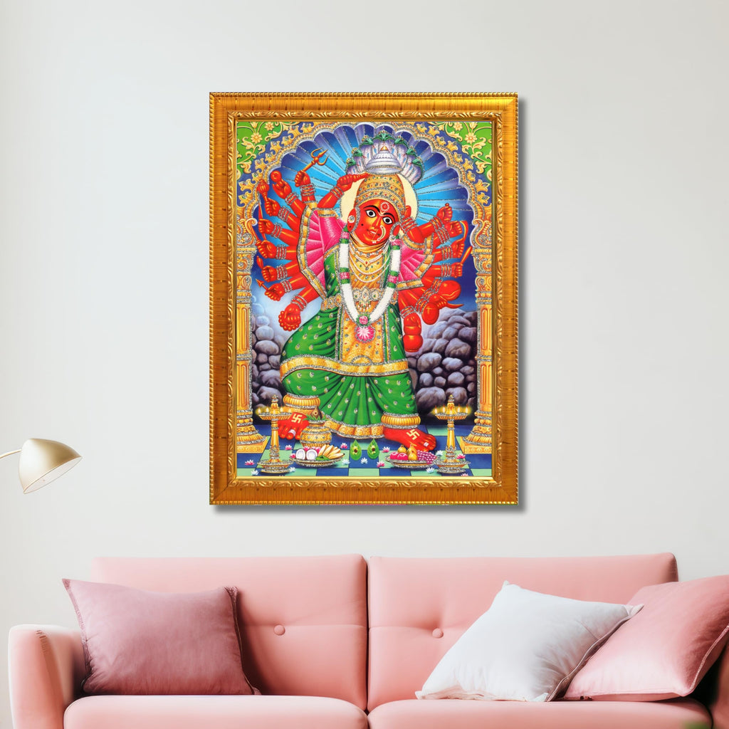 CRAFT QUEST Saptashrungi/Saptashringi Devi, God Religious Framed Painting