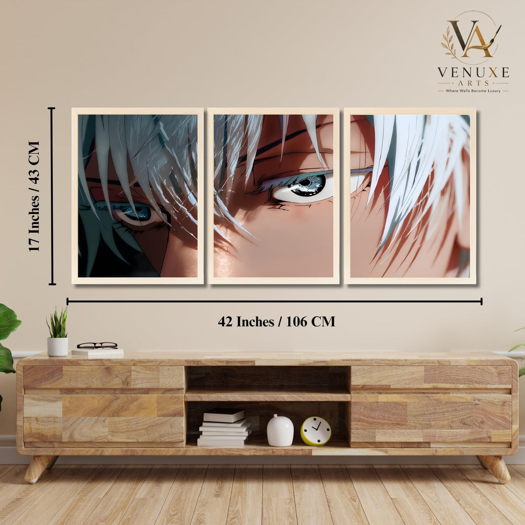 VENUXE ARTS Set Of 3 Anime Characters Wall Framed |Anime Characters Framed Poster for Living Room Bedroom Gaming Room Studio Wall Decor