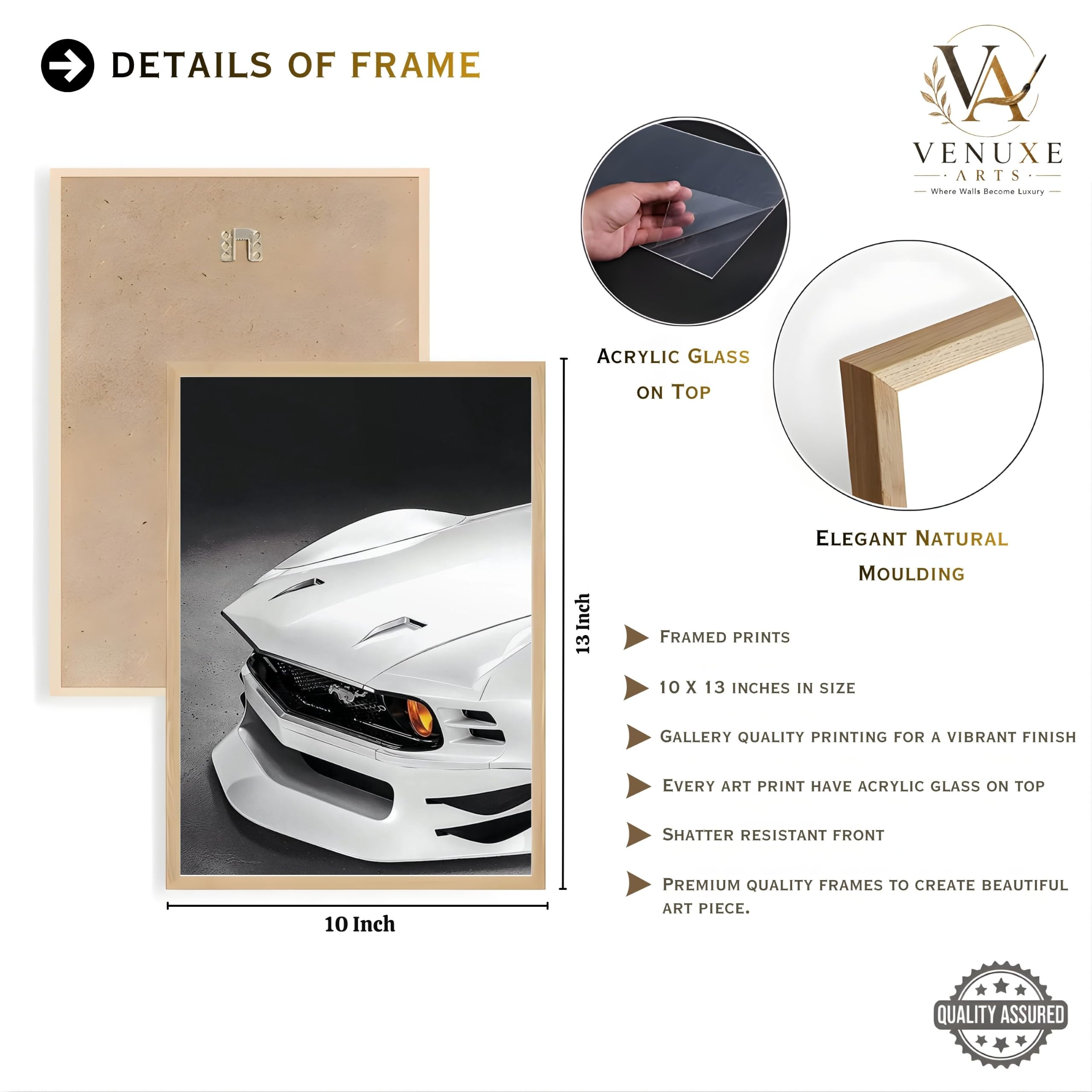 VENUXE ARTS Set Of 3 Big Sports Cars Framed Posters Gift Items for Boys Room Wall Decoration Bedroom Living Room Office Studio Décor | Car Poster Frame for Wall Décor