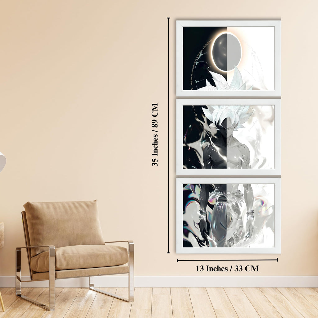 VENUXE ARTS Set Of 3 Anime Characters Wall Framed |Anime Characters Framed Poster for Living Room Bedroom Gaming Room Studio Wall Decor