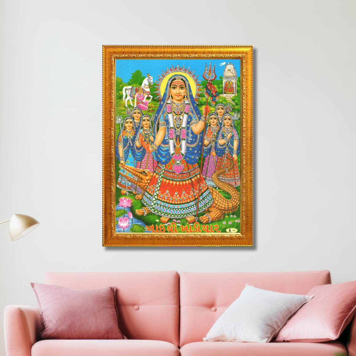 CRAFT QUEST Khodiyar Maa Mata Wall Painting Framed Home Décor wooden frame
