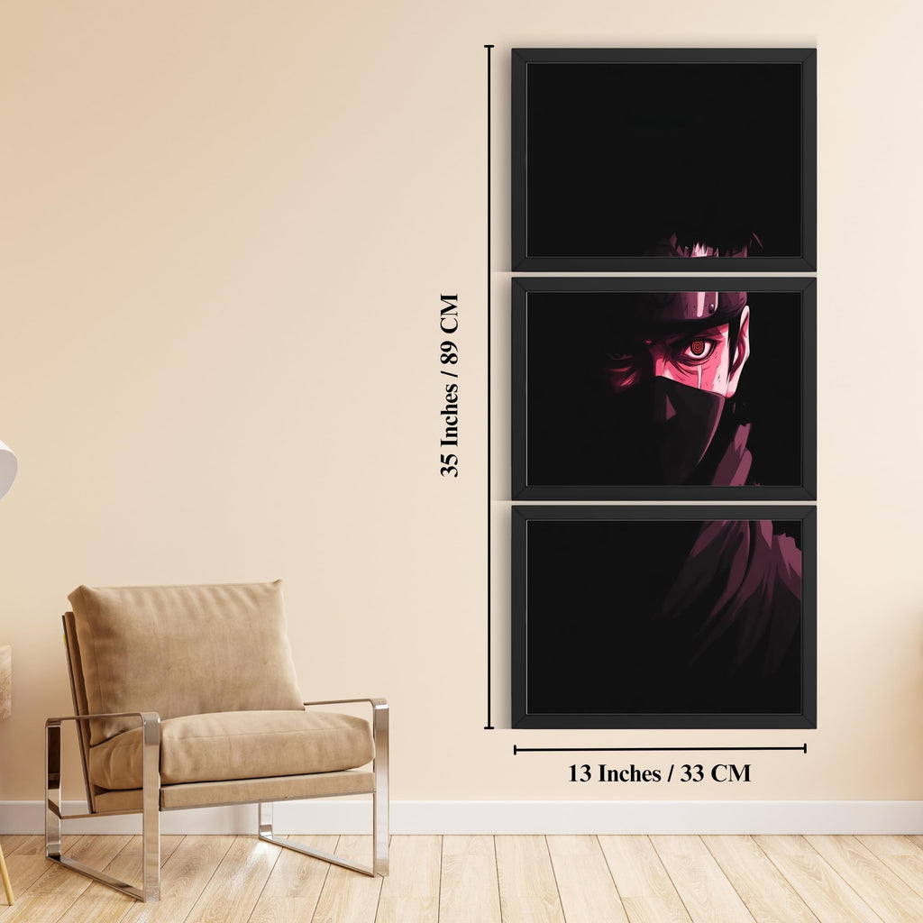 VENUXE ARTS Set Of 3 Anime Characters Wall Framed |Anime Characters Framed Poster for Living Room Bedroom Gaming Room Studio Wall Decor