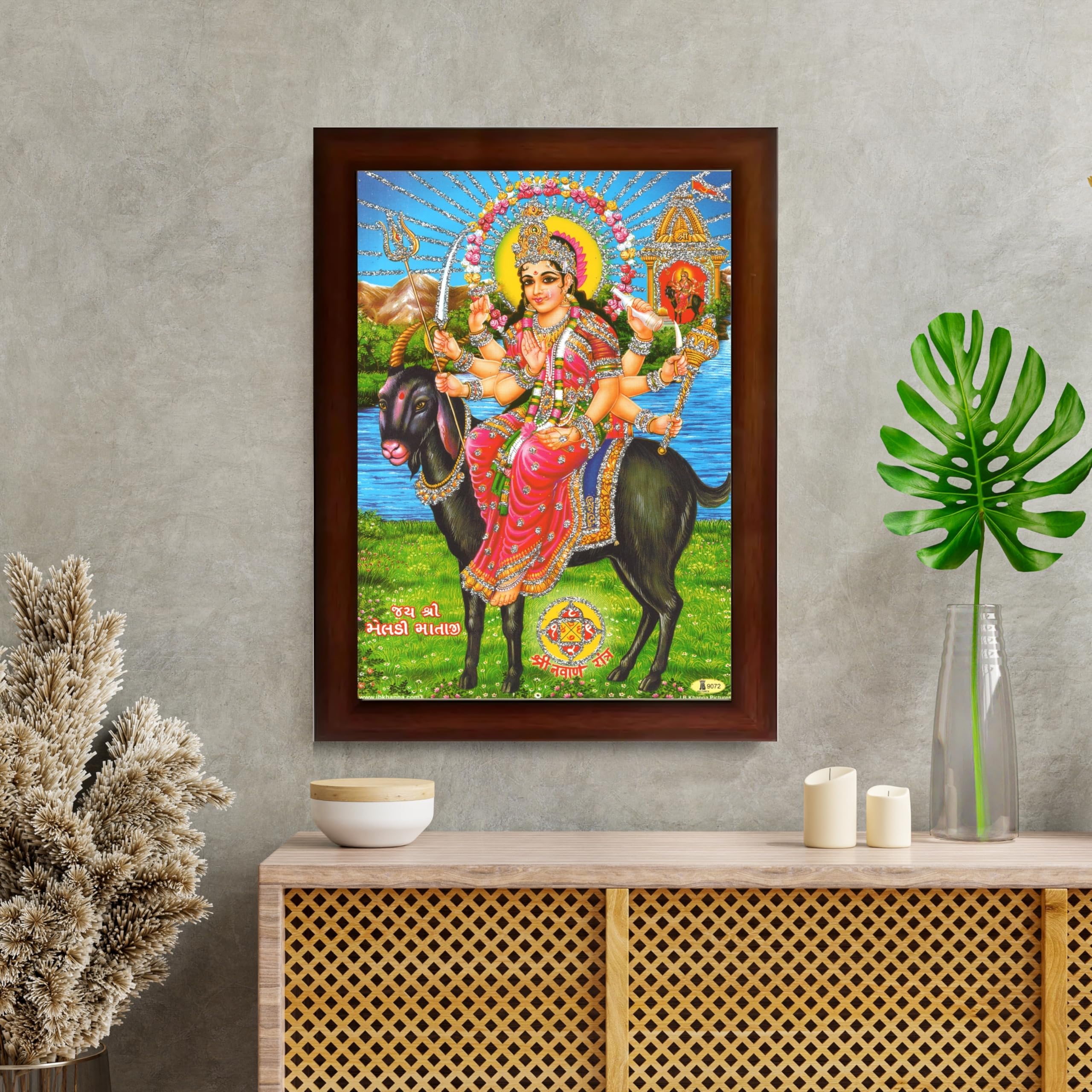 CRAFT QUEST Meldi Maa Meldima Mata Ji Devi Mataji Ma Wall Painting Framed Home Decor